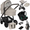 Image de Lionelo Bianka Kinderwagen 3 in 1 - Reiswieg + Wandelwagen + Autostoel - Grote Luchtbanden, Volledige Vering - Inklapbaar - Verstelbare duwstang - Buggy Omkeerbare Zitting - 0-22kg - Accessoireset - Beige