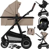 Image de Lionelo Amber Kinderwagen 3 in 1 - Reiswieg + Buggy + Autostoel - Luchtbanden, Volledige Vering - Comfortabel baby matras - Snel Inklapbaar - Luiertas - Regenhoes - Muskietennet - Vanaf Geboorte tot 4 jaar (0-22 kg)