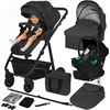 Image de Lionelo Bianka - Kinderwagen 4 in 1 - incl. Autostoel & ISOFIX Basis - 0-22kg - XXL - Buggy 4in1 - Verstelbare Duwstang - Opvouwbaar - Accessoireset - XXL Zonnekap - Gelagerde Wielen - Reiswieg - Volledige Vering