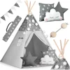 Image de Tipi-tent voor kinderen met slinger en Nukido-lampjes - grijs met sterren