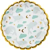Image de PARTYDECO - 6 kleine papieren bordjes lichtblauwe walvis 18 cm met gouden randen