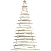 Image de BOGATECO Handgemaakte kerstboom met decoraties, gemaakt van hazelnoothout | Decoratieve hangers | Houten panelen verbonden met een jute touw van 6 mm dik (205 cm met decoraties)