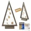Image de BOGATECO houten kerstboom met LED 52cm hoog | Inclusief houten decoratie | Kerstversiering | 20 LED | Grijs