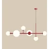 Image de Dione Hanglamp 6-lichts Rood met Witte Kappen - Stijlvol en Verstelbaar