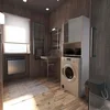 Image de Wasmachinekast, wit hoogglans, 64 cm, staande badkamerkast in kolomvorm
