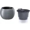 Image de Maze bloempot plantenbak 2in1 incl. Sierpot weerbestendig voor binnen en buiten rond kunststof - Grijs