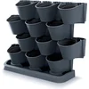 Image de Verticale tuin kunststof plantenpotten - Staand - Modulair - Antraciet grijs - 67 x 18 x 57 cm - Binnen/buiten
