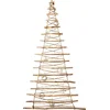 Image de BOGATECO Handgemaakte kerstboom 195 cm hoog met decoraties | LED-verlichting | Houten panelen verbonden door jutetouw