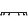 Image de Plafondlamp KARBON 6L met 6 geribbelde spots in lijn - Sollux Lighting - IP20 - Zwart aluminium behuizing - 117 x 6.5 x 16.5 cm - 6 x GU10 LED, exclusief lichtbron - 6 x 10 W - Minimalistische plafondlamp voor hal, kinderkamer en woonkamer
