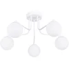 Image de Kroonluchter ASTRAL 5 met 5 bollen van matglas - Sollux Lighting - IP20 - Wit staal/glas behuizing - 58 x 64 x 29 cm - 5 x G9 LED, exclusief lichtbron - 5 x 8 W - Minimalistische kroonluchter voor gang, hal en keuken