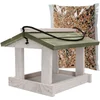 Image de KOTARBAU® Vogelvoederhuisje Om Op Te Hangen, Hout, 23.5x21x18 cm, Hangend Vogelvoederhuisje, Natuurlijk, Wit & Grijs- Vogelvoer 0.5 kg, Tuindecoratie
