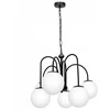 Image de Luminex Cambridge 3195: Zwarte hanglamp met 6xE14, witte glazen schaal