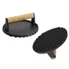 Image de Kinghoff Gietijzeren Hamburgerpers Ø18 cm   Vleesprasser met Houten Handvat   Model KH-1759