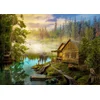Image de A Log Cabin on the River Puzzel 1000 Stukjes