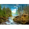 Image de A Log Cabin by the Rapids Puzzel 1000 Stukjes