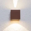 Image de Lucande - LED wandlamp buiten - 2lichts - Aluminium - H: 9 cm - roestbruin - Inclusief lichtbronnen