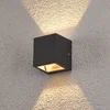 Image de Lucande - Wandlamp buiten - 1licht - Aluminium, gehard glas - H: 9 cm - G9 - donkergrijs, helder
