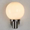 Image de Lindby - Wandlampen buiten - 1licht - Roestvrij staal, glas - H: 29 cm - E27 - roestvrij staal, opaalwit