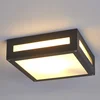 Image de Lucande - plafondlamp - 1licht - aluminium, polycarbonaat - H: 6.5 cm - E27 - grafietgrijs, gesatineerd wit