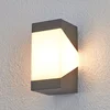 Image de Lucande - Wandlamp buiten - 1licht - Aluminium, polycarbonaat - H: 20 cm - E27 - grafietgrijs, opaalwit