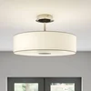 Image de Lindby - plafondlamp - 3lichts - Stof, glas, metaal - H: 28 cm - E27 - wit, mat nikkel, chroom