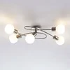 Image de Lindby - plafondlamp - 5lichts - Metaal, glas - H: 15.5 cm - E14 - mat nikkel, opaalwit