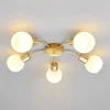 Image de Lindby - plafondlamp - 5lichts - Metaal, glas - H: 16 cm - E14 - messing, opaal wit