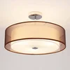 Image de Lindby - plafondlamp - 3lichts - Metaal, textiel, glas - H: 27.5 cm - E27 - chroom, bruin, wit
