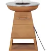 Image de Bali OUTDOORS 3-in-1 Grillring BBQ en Plancha Grill en Vuurkorf  Staand Vuurschaal BBQ met Brandhout Opslagplaats - RVS ronde Teppanyaki Bakplaat - Houtskoolbarbecue   Buitenkeuken   Metaal   Roestbruin   Ø 58.5x H83cm