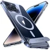 Image de TORRAS Hoesje Geschikt voor Apple iPhone 15 Pro Max - UPro Pstand - Compatibel met MagSafe - Uitklapbare Kickstand - Back Cover met Magneet - Transparant