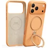 Image de TORRAS Ostand Q Pro Silicone - Hoesje Geschikt voor Apple iPhone 17 Pro - Compatibel met MagSafe - 360° Draaibare Magnetische Standaard - Back Cover Kickstand Ring - Oranje