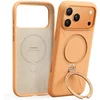 Image de TORRAS Ostand Q Pro Silicone - Hoesje Geschikt voor Apple iPhone 17 Pro Max - Compatibel met MagSafe - 360° Draaibare Magnetische Standaard - Back Cover Kickstand Ring - Oranje