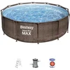 Image de Bestway Steel Pro Max Rattan Ø 366x100 Cm Rond Stalen Frame Bovengronds Zwembad Blauw 9150 Liters