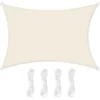 Image de Zonnezeil/schaduwdoek; van HDPE-kunststof (polyethyleen); scheurt niet; is weerbestendig; met uv-bescherming; luchtdoorlatend; voor tuin, balkon, terras, camping; met scheerlijnen (totaal 2 m), 2 x 3 m, beigewit