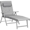 Image de SONGMICS Ligstoel, inklapbaar, ligstoel met 6 cm dikke matras, afneembaar hoofdkussen, van roestvrij aluminium, ademend, comfortabel, verstelbaar, tot 150 kg belastbaar, grijs GCB24GY