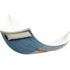 Image de SONGMICS hangmat voor 2 personen, gewatteerd, gewatteerd, met deelbare gebogen spreidstangen van bamboe, met kussen, Oxford stof, 200 x 140 cm, tot 225 kg draagvermogen, blauw en beige