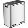 Image de Songmics Prullenbak 60L - Pedaalemmer - Roestvrij Staal - Afvalscheidingssysteem - 2 x 30 liter