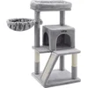 Image de FEANDREA krabpaal - hoogte 96 cm - voor grote en zware katten - met huisjes, ligplekken en krabpalen - lichtgrijs