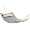 Image de SONGMICS Hangmat voor 2 personen, gewatteerd, met deelbare gebogen spreidstangen van bamboe, met kussen, Oxford-weefsel, 200 x 140 cm, tot 225 kg belastbaar, bruin-grijs