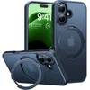 Image de TORRAS Hoesje Geschikt voor Apple iPhone 16 - UPro Ostand Pro - Compatibel met MagSafe - Back Cover met Magneet - 360° Draaibare Ring Standaard - Zwart