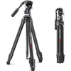 Image de Ulanzi x Coman Zero V carbon reisstatief met Videokop - Arca-Swiss compatibel - Tot 157 cm - fluid head - Omkeerbare middenkolom - Lichtgewicht met draagtas - Zwart
