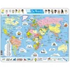 Image de Larsen Wereld   Puzzel   Kaarten & Geografie   Wereldkaart   Educatieve legpuzzel voor kinderen   107 stukjes   Gemaakt in Noorwegen   Extra dikke 2,5 mm stukjes   Tray met vaste rand