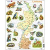 Image de Larsen Limburg met dieren   Puzzel   Kaarten & Geografie   Nederland   Educatieve legpuzzel voor kinderen   60 stukjes   Gemaakt in Noorwegen   Extra dikke 2,5 mm stukjes   Tray met vaste rand