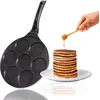 Image de Pannenkoek Koekenpan - Diameter 26 cm met Greblon Keramiek Coating | Inductie Keramiek Gas Elektrisch | 7 x vormmaker eierpan voor pannenkoeken gebakken ei liwanzers poffertjes blini's