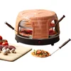 Image de Emerio Pizzarette Origineel - 8 Persoons Pizza Oven - Handgemaakte Terracotta Koepel - 8 Geïsoleerde Bakspatels - RVS Bakplaat - Gourmetstel - PO-116124.1 1500W