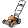 Image de Husqvarna speelgoedgrasmaaier voor kinderen met aan/uitknop.