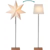 Image de Star Trading vloerlamp met verwisselbare kap Moa vanStar Trading, 3D papieren ster kerst- of vierkante lampenkap in wit met voet van hout en metaal, decoratieve ster vloerlamp met kabelschakelaar, E14, hoogte: 82 cm