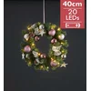 Image de Luxe midi kerstkrans verlicht "Roze" 40cm -lichtkleur: Warm Wit -Werkt op batterijen -Met timer functie -Kerstdecoratie