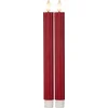 Image de LED kaars "Flame Stripe", set van 2, echte was, natuurlijke vlam, warm wit, rood, batterij, timer, 25 cm