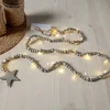Image de Star Trading Kerstverlichtingsketting 'Beady' met houten kralen en ster, batterijen + timer, warm wit, grijs, L 150cm